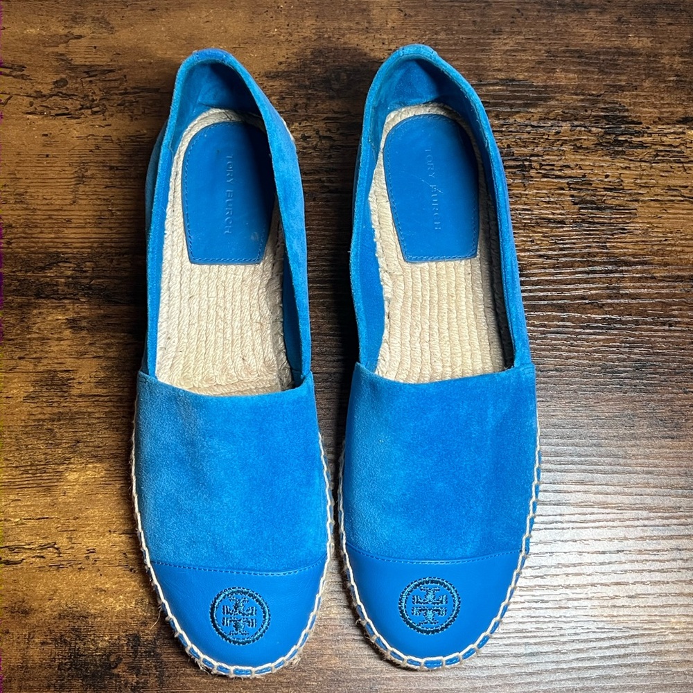 Tory Burch espadrille blue suede leather